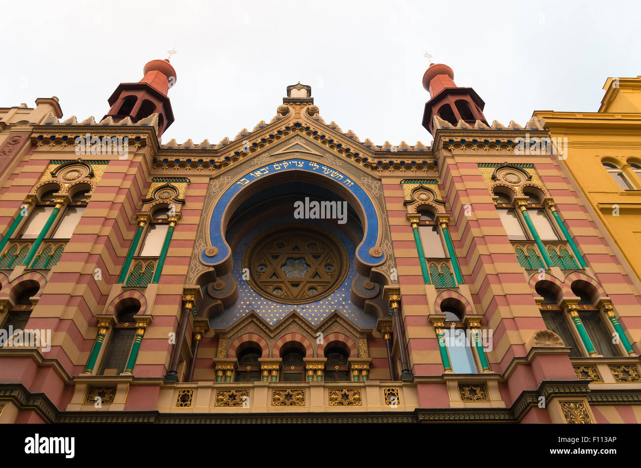 exterior of the jubilee synagogue in prague. It is the youngest and the ...