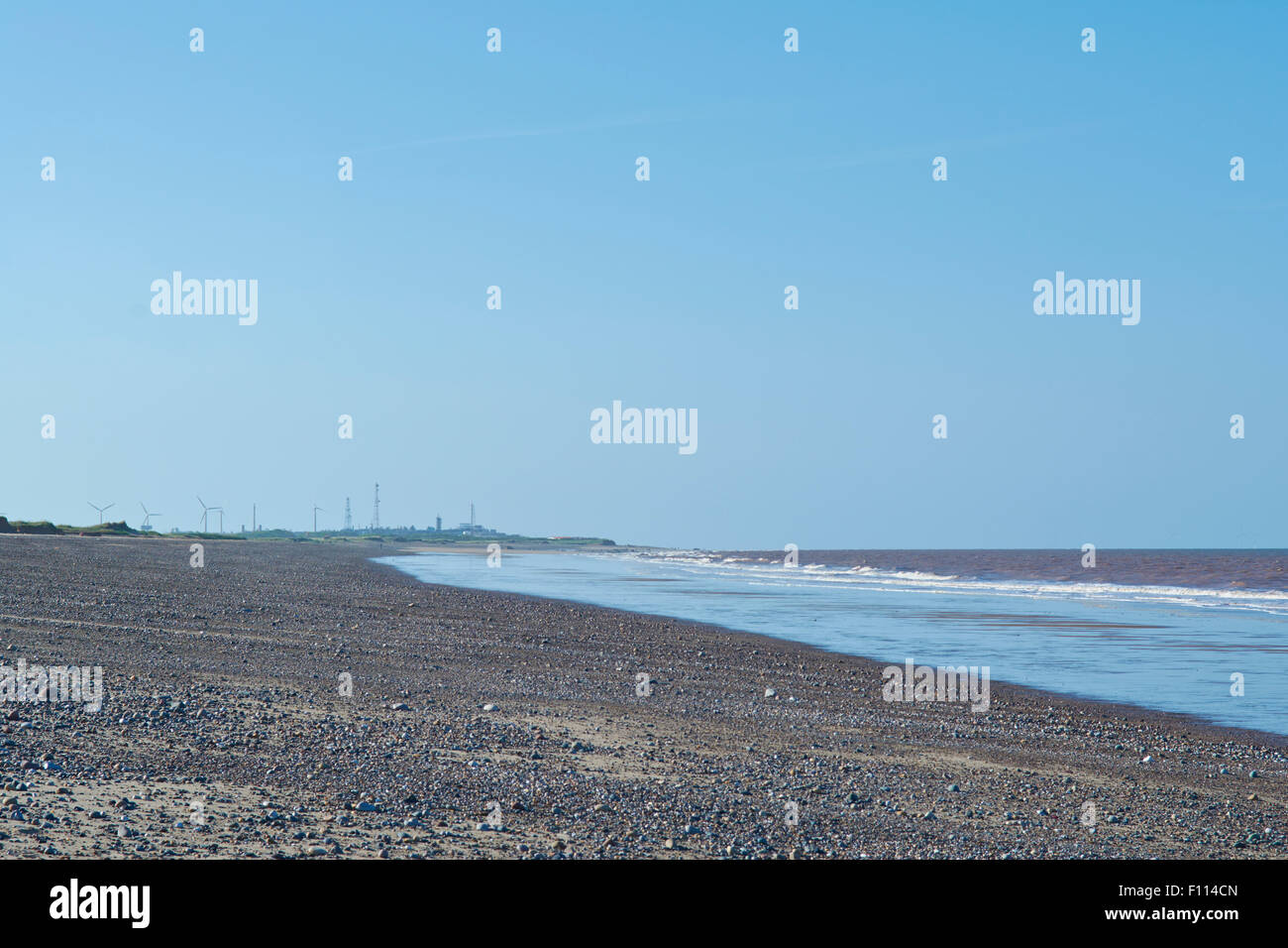 Beach at Kilnsea near to Spurn Point looking north to Easington