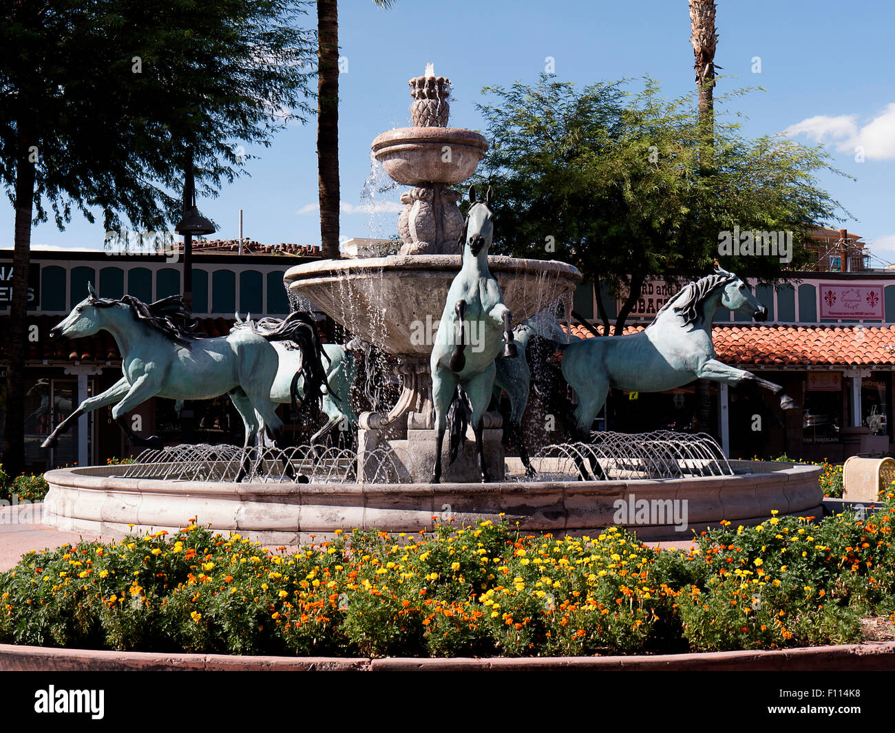 Horse Fountain in Scottsdale in Arizona on the outskirts of Phoenix in