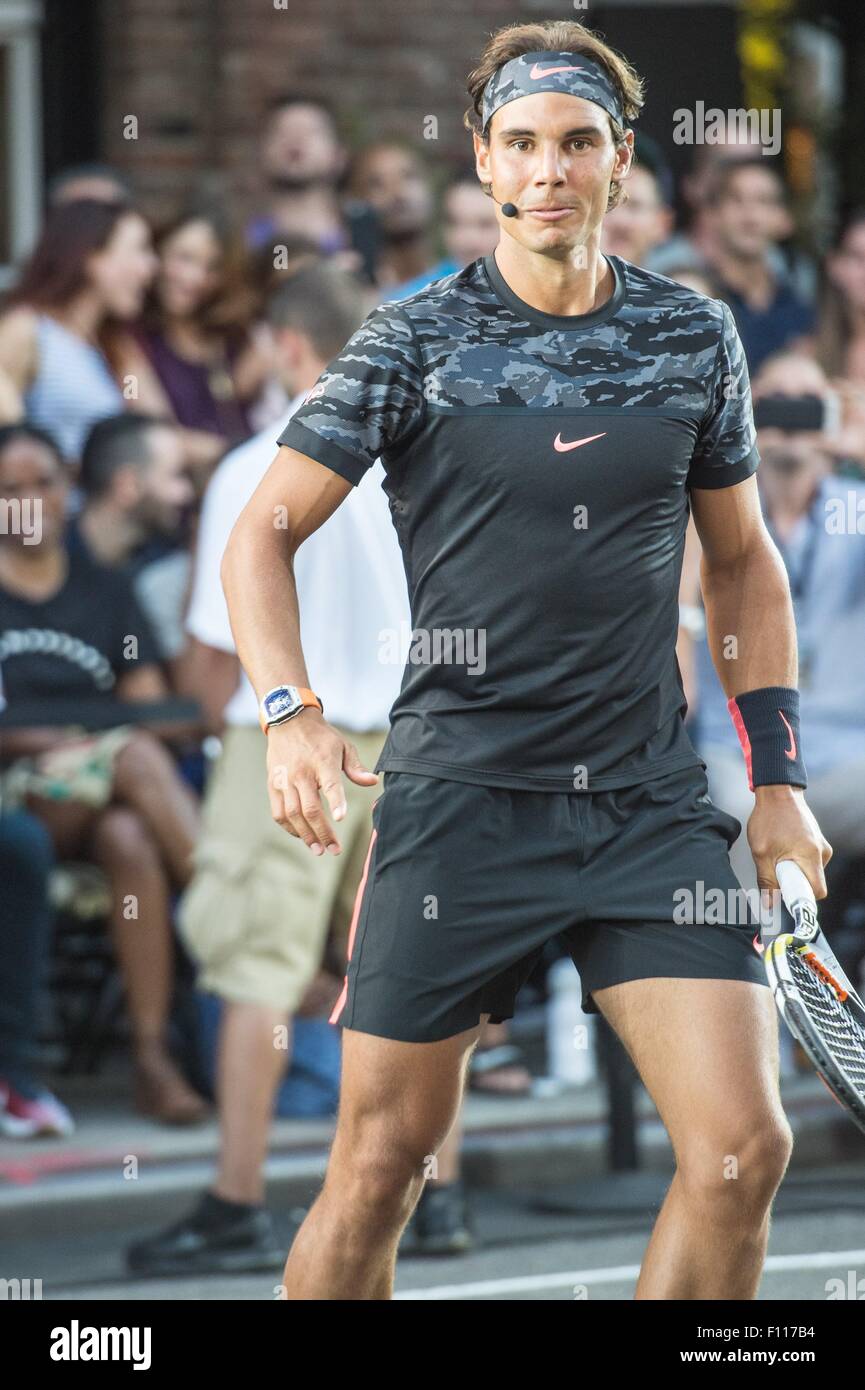 New York, NY, USA. 24th Aug, 2015. Rafael Nadal, wearing Richard Mille  RM027 in attendance for 20th Anniversary Of Iconic Nike Street Tennis Ad,  West Village, Manhattan, New York, NY August 24,