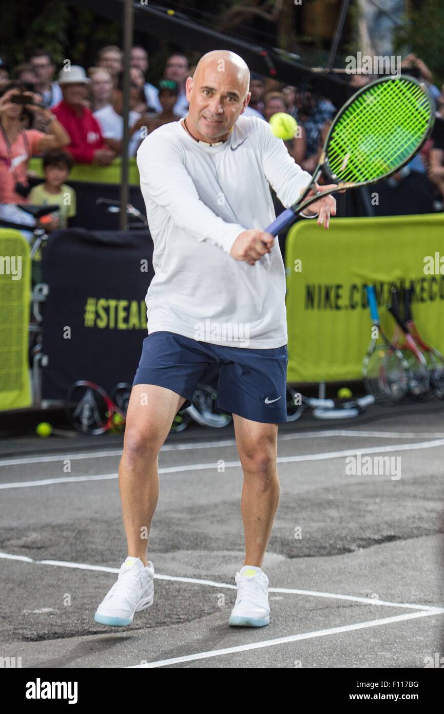 New York, NY, USA. 24th Aug, 2015. Andre Agassi in attendance for 20th Of Iconic Nike Street Tennis Ad, West Village, Manhattan, New York, August 24, 2015. Credit: Steven Ferdman/Everett