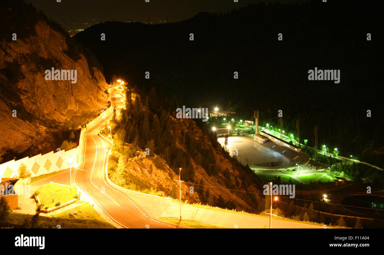 Outdoor speed skating and bandy rink in a mountain valley Stock Photo ...
