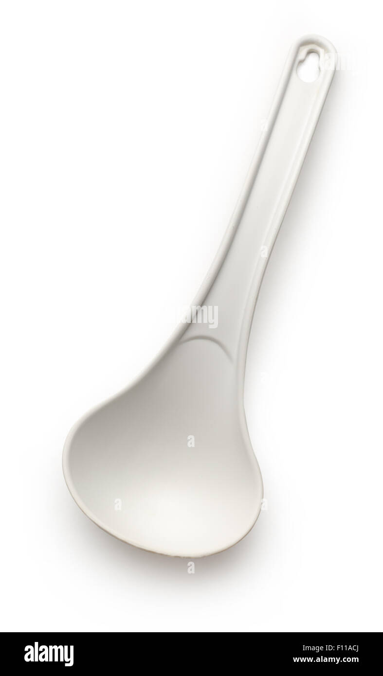 White ladle isolated on the white background Stock Photo
