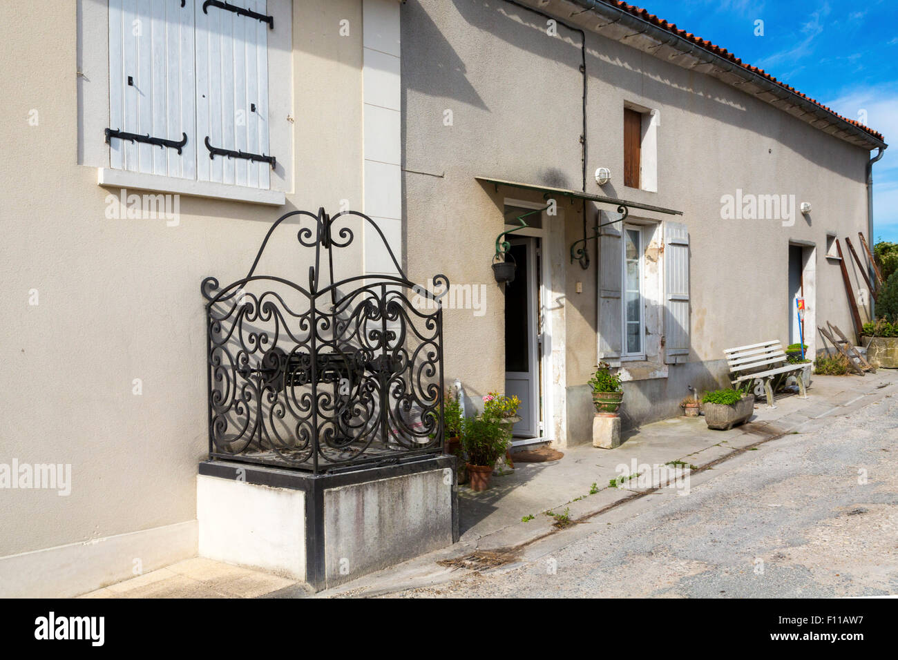 Street house in Bouteville, Charente Maritime, France Stock Photo