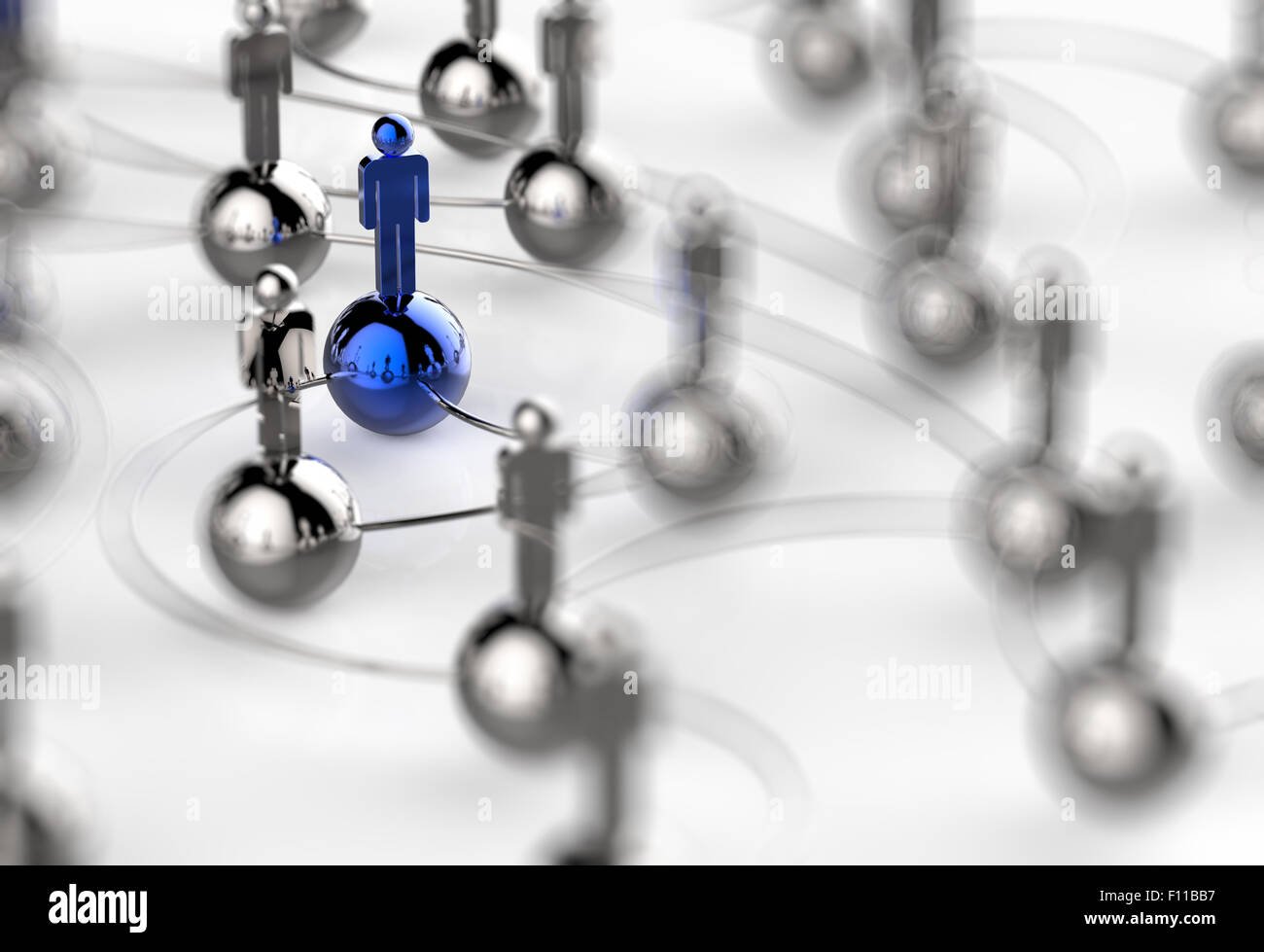 3d stainless human social network and leadership as concept Stock Photo