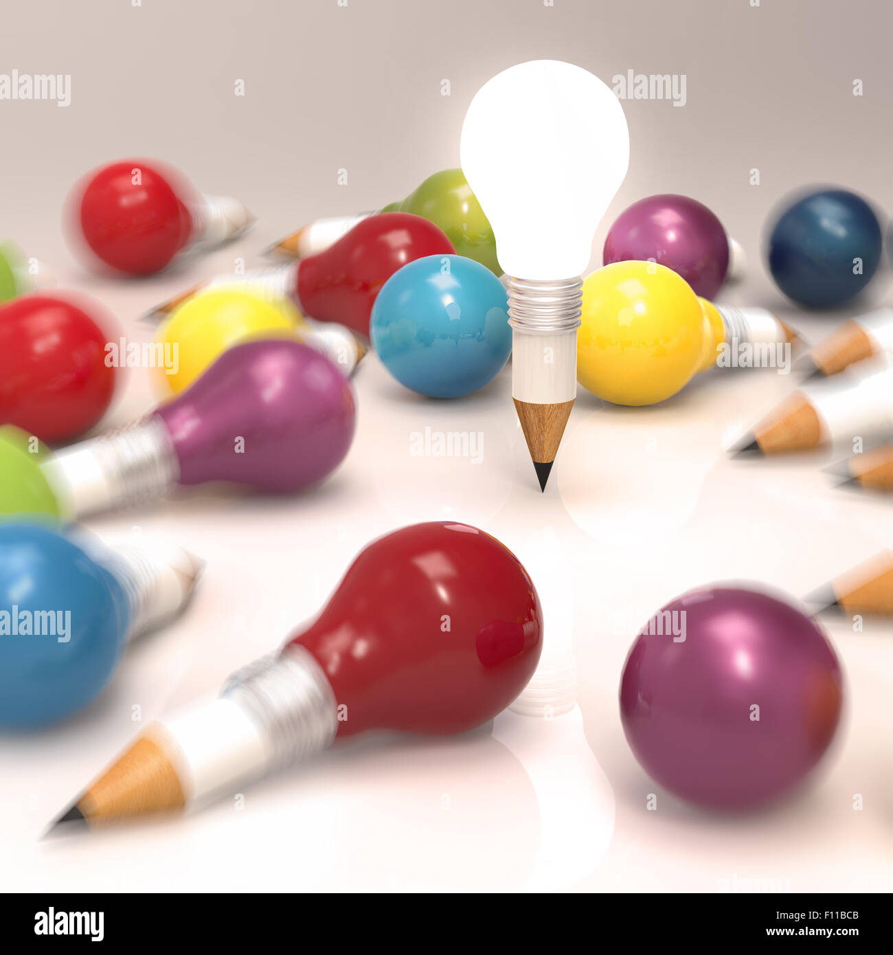 drawing idea pencil and light bulb concept creative and leadership ...