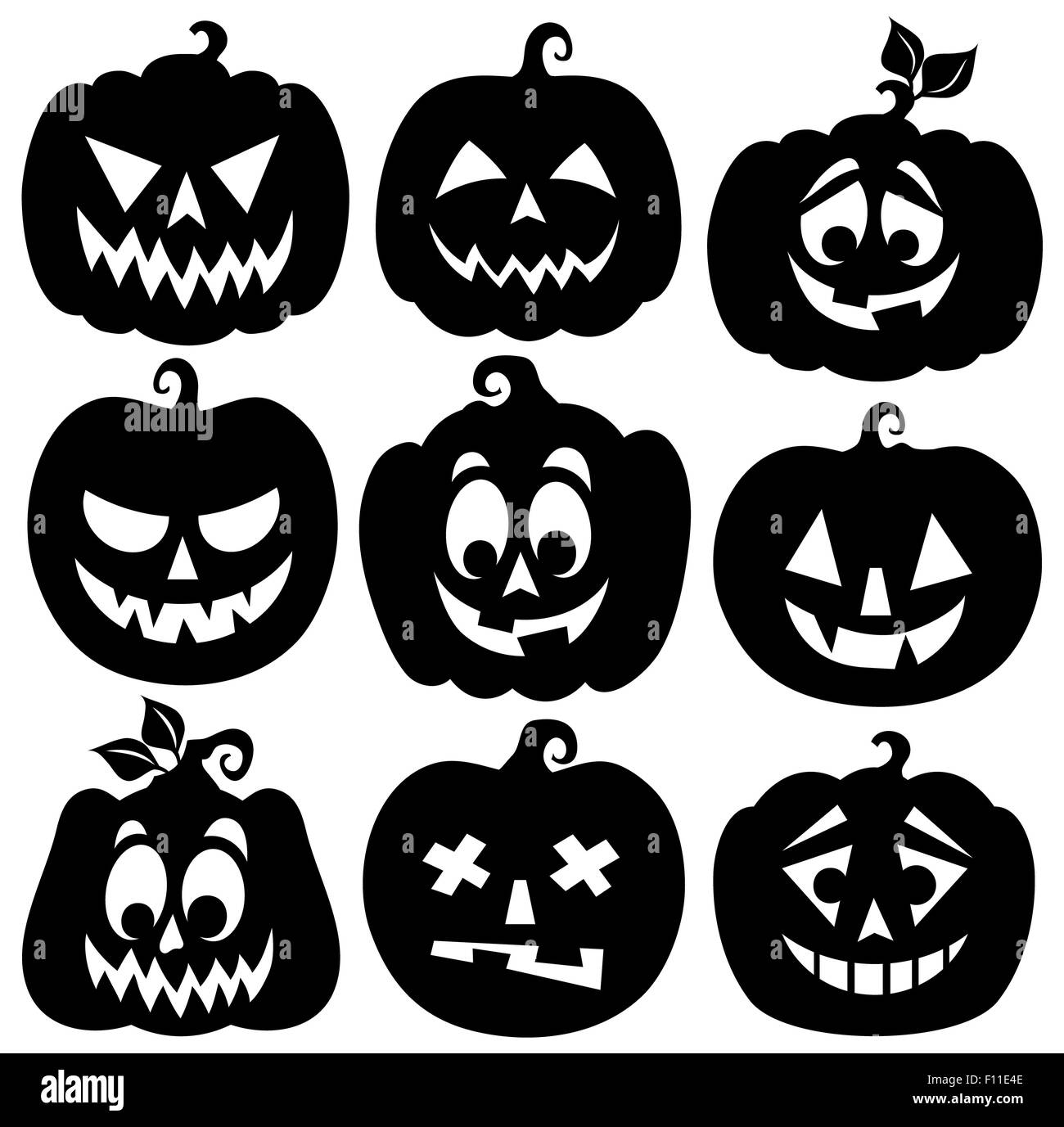 Pumpkin silhouettes theme set 1 - picture illustration Stock Photo - Alamy