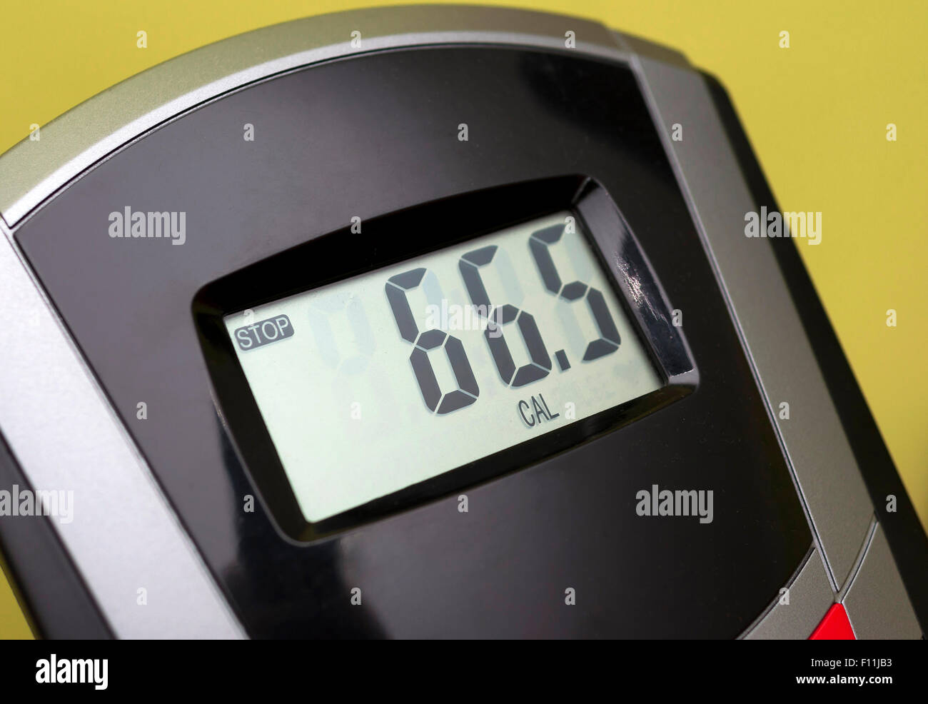 exercise bike display - shows the calories burned Stock Photo - Alamy