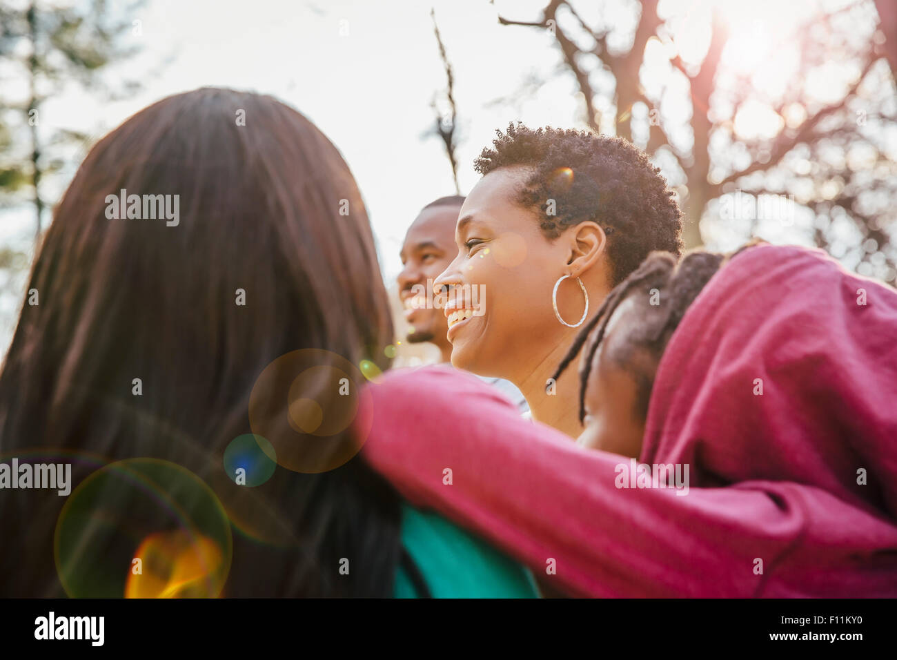 Low angle view of Black family smiling outdoors Stock Photo - Alamy