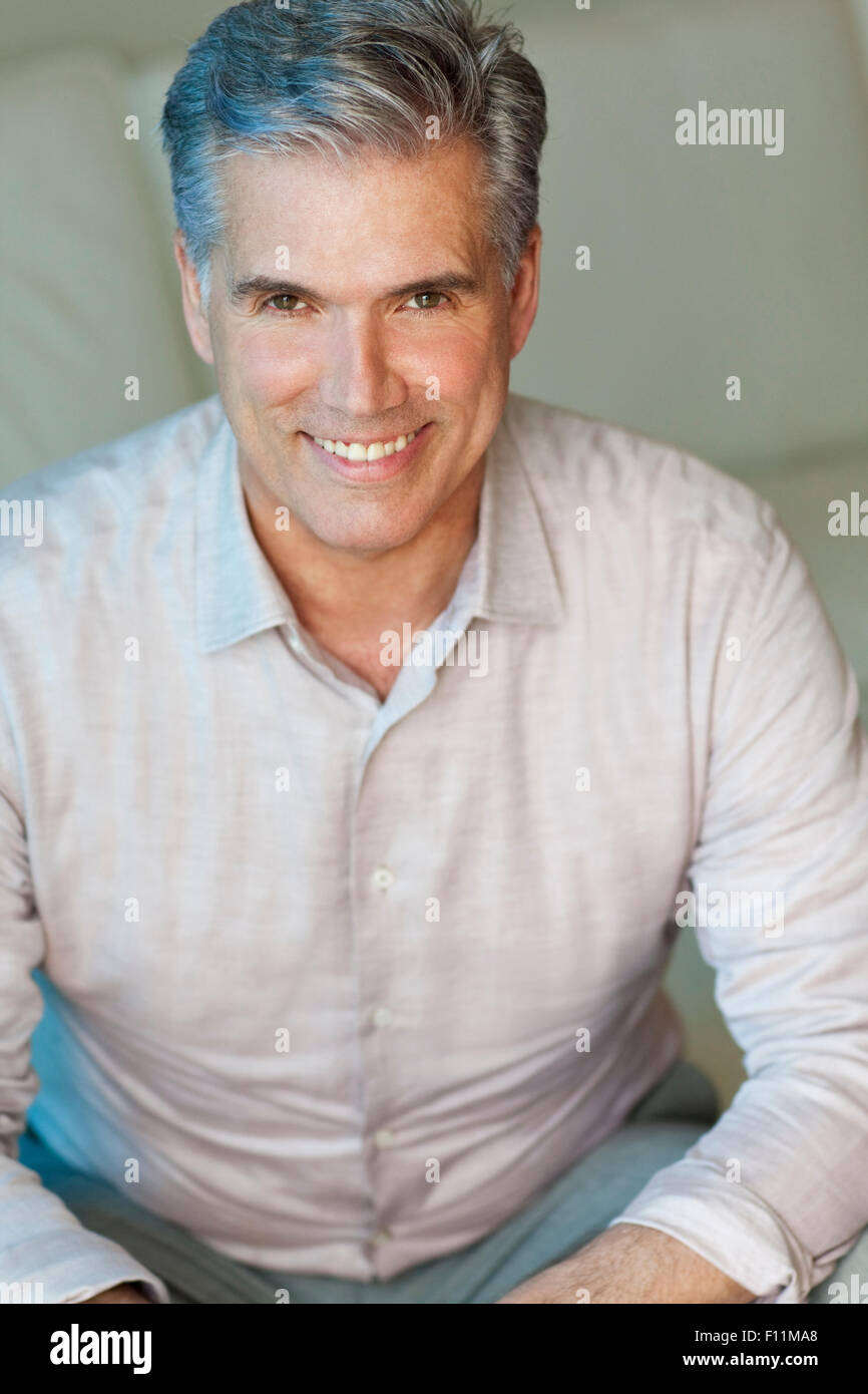 Close up of smiling Caucasian man Stock Photo