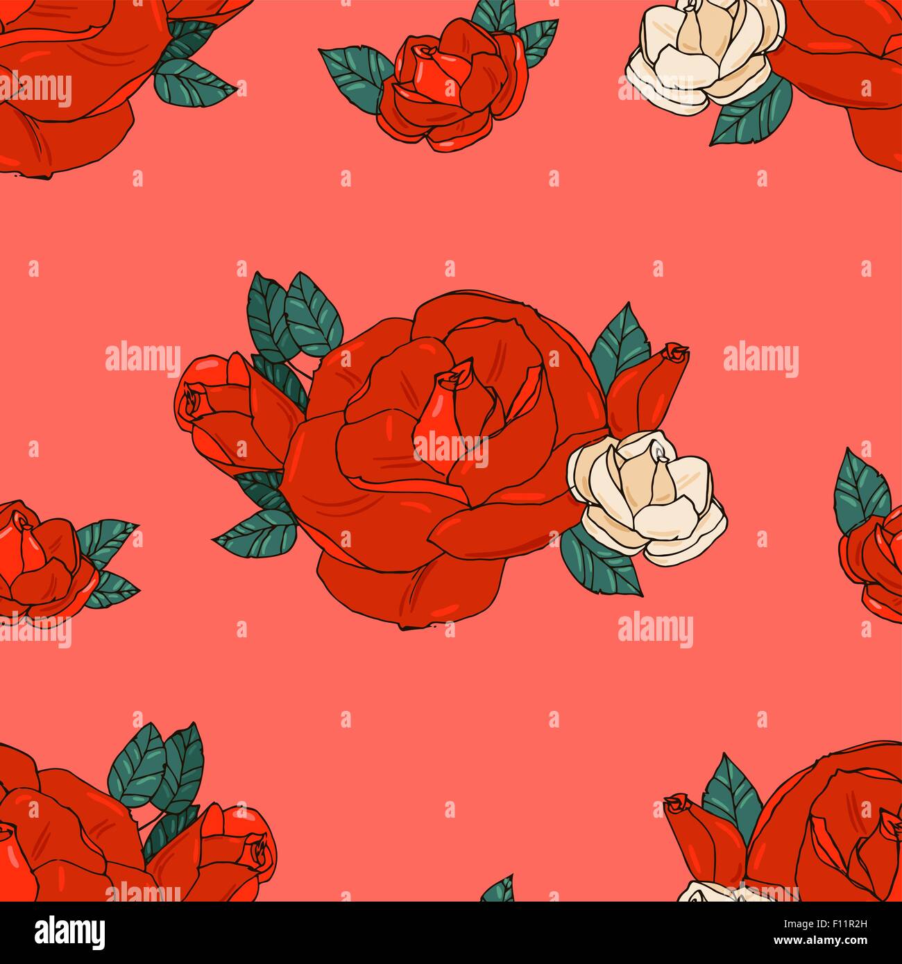 seamless pattern with roses Stock Vector Image & Art - Alamy
