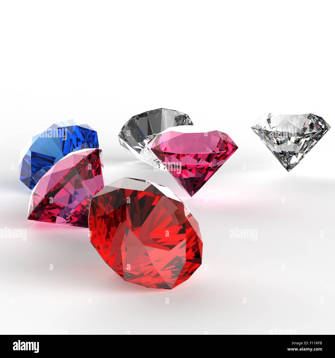 Diamonds on white 3d model Stock Photo - Alamy