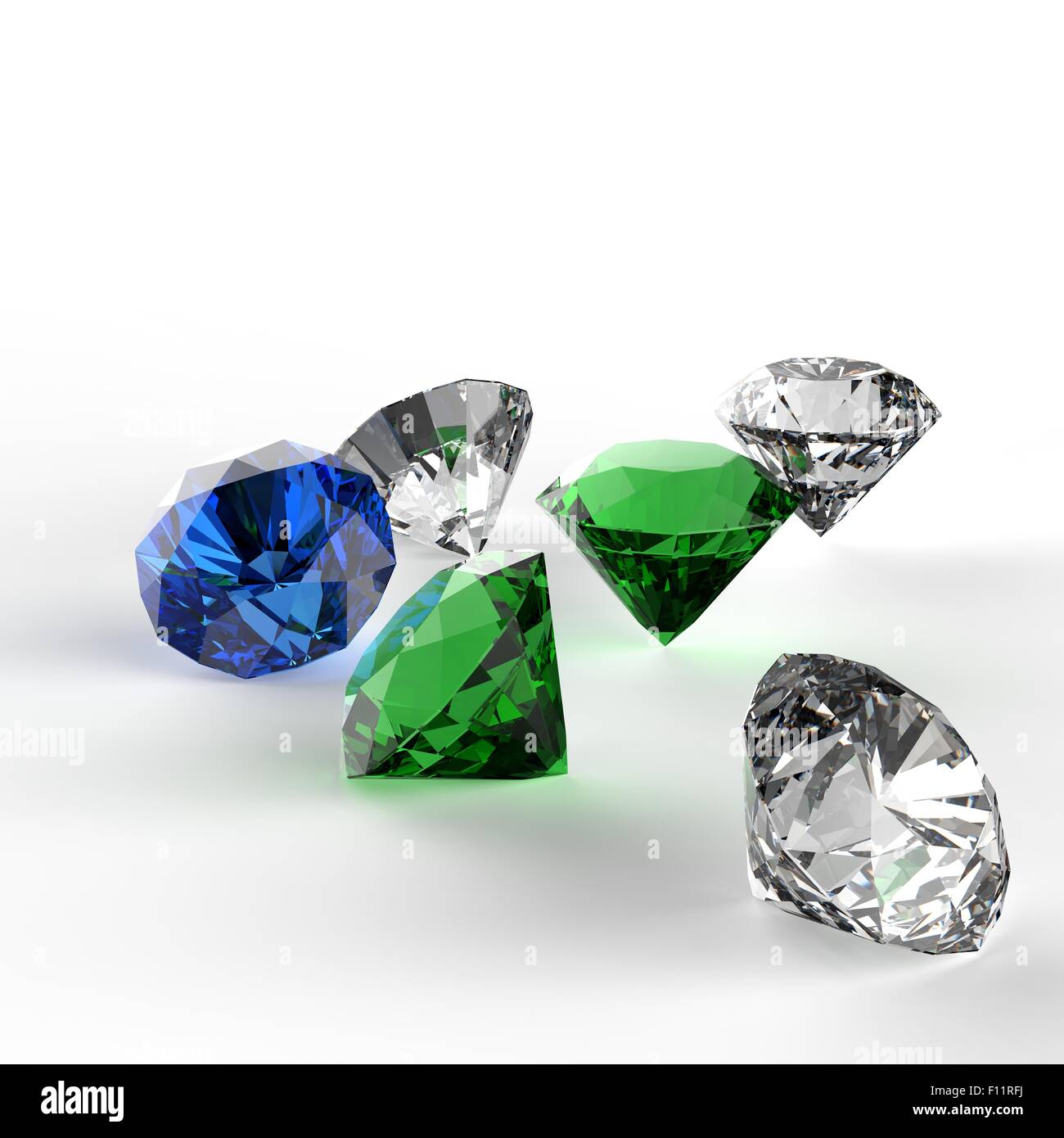 Diamonds on white 3d model Stock Photo - Alamy