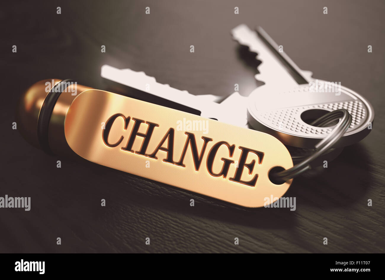 Change Concept. Keys with Golden Keyring Stock Photo - Alamy