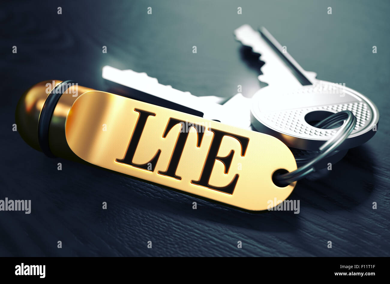 Keys with Word LTE on Golden Label. Stock Photo