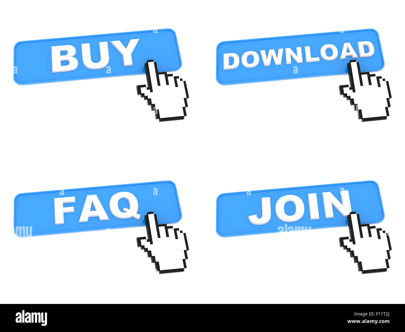 E-Commerce Concept - Web Buttons with Hand Cursor. Stock Photo