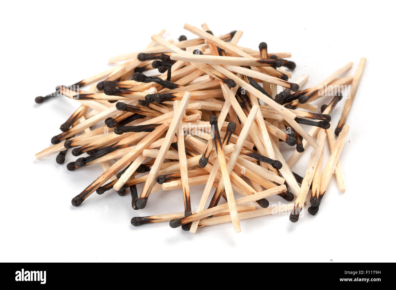 Pile of used matches on white with shadow Stock Photo Alamy