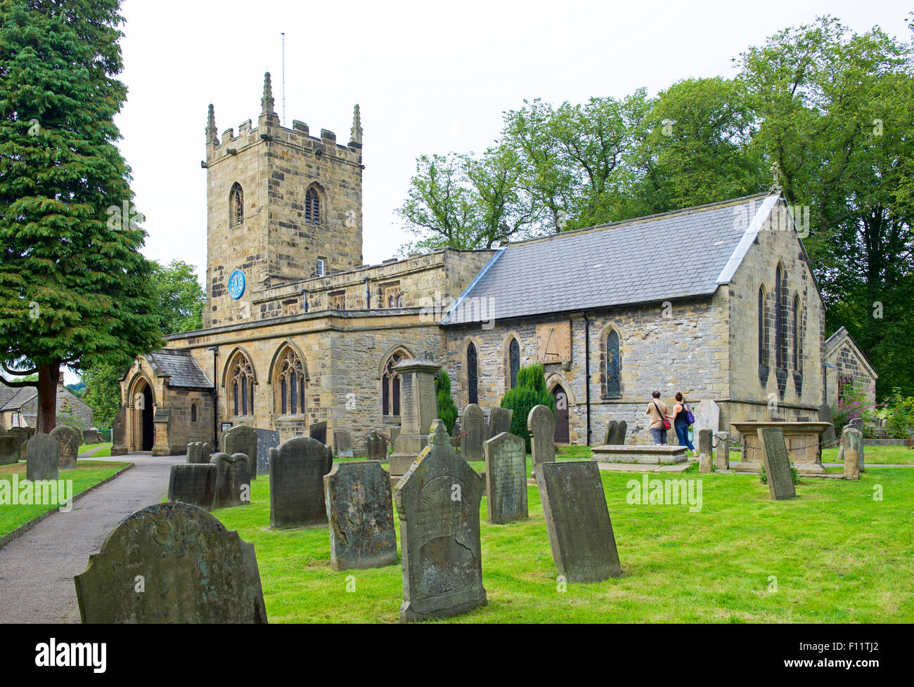 St Lawrence's Church, in the village of Eyam, Peak National Park, Derbyshire, England UK Stock Photo