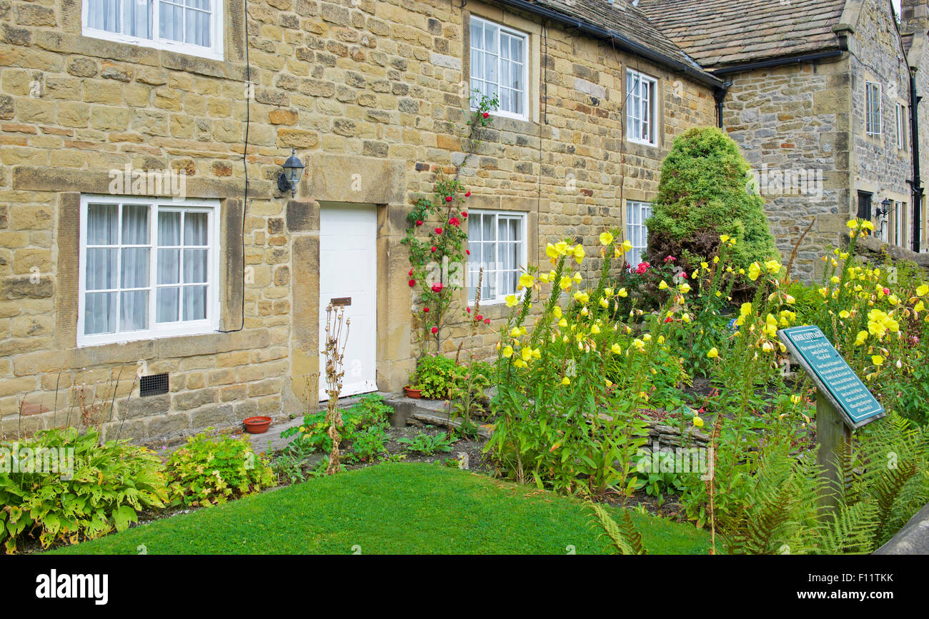 One of the plague houses in the village of Eyam, Peak National Park, Derbyshire, England UK Stock Photo