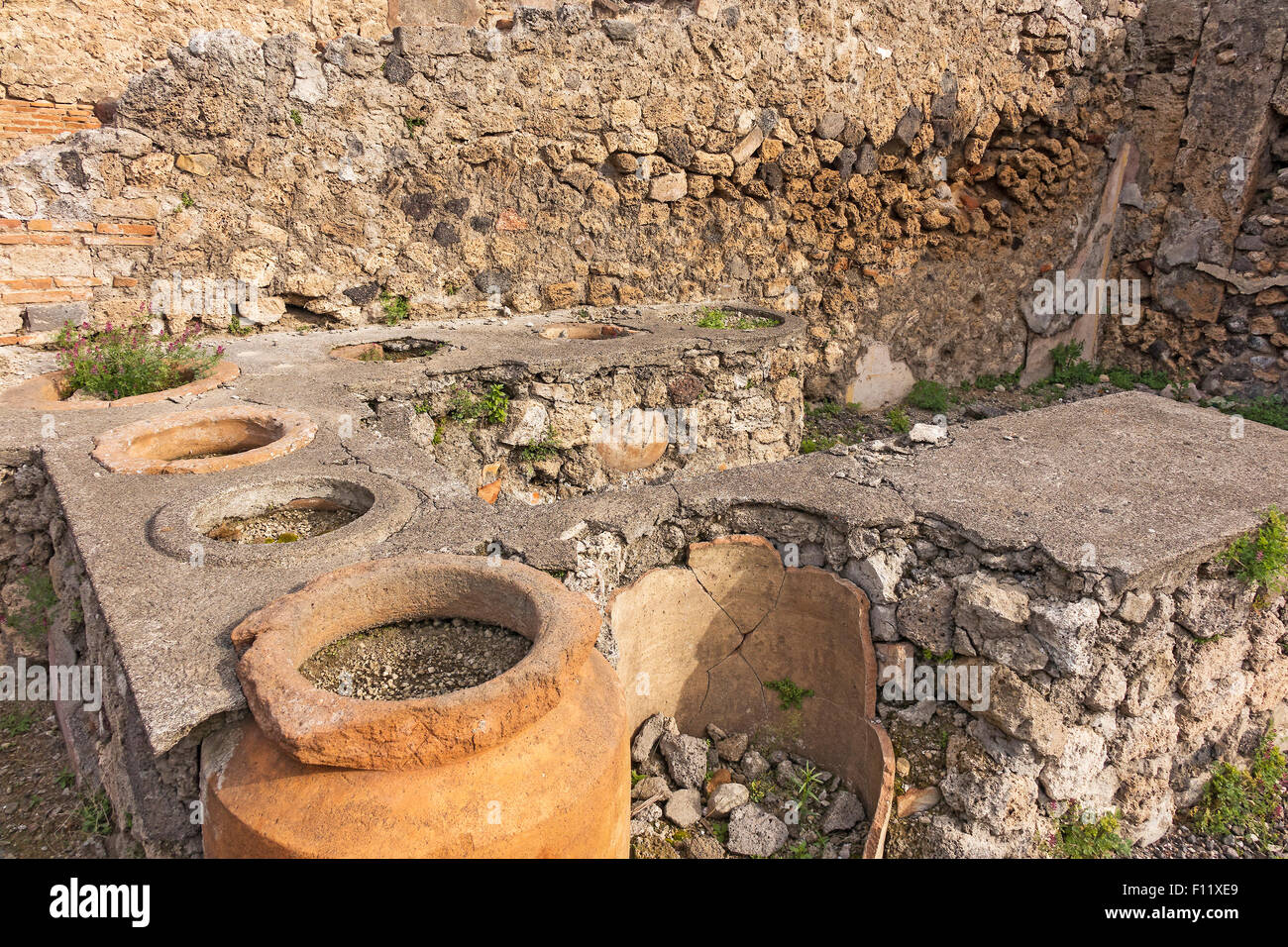 Storage Areas and Counter In A Store Pompeii Campania Italy Stock Photo