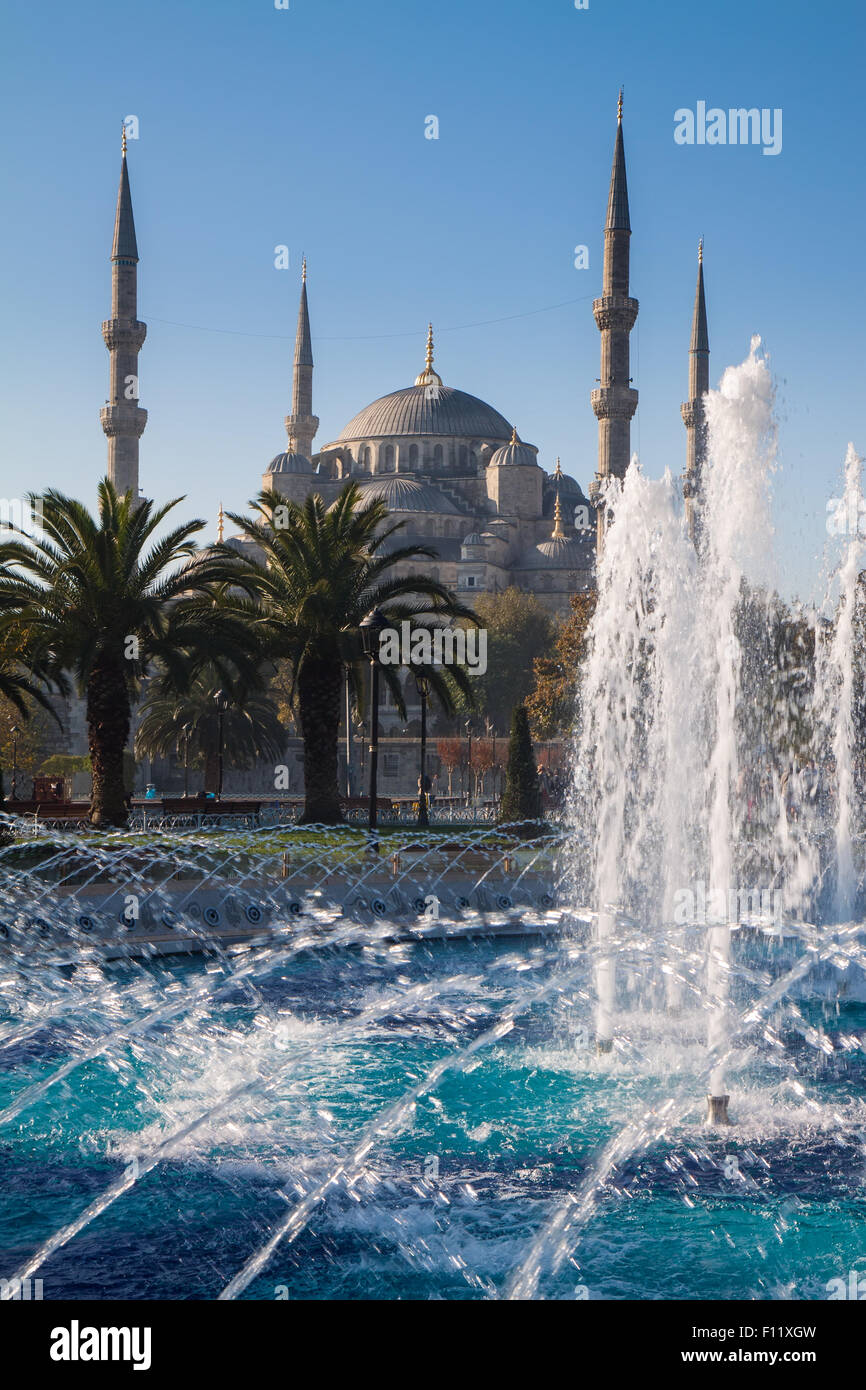 Blue Mosque and fountain landmarks of Istanbul Stock Photo - Alamy