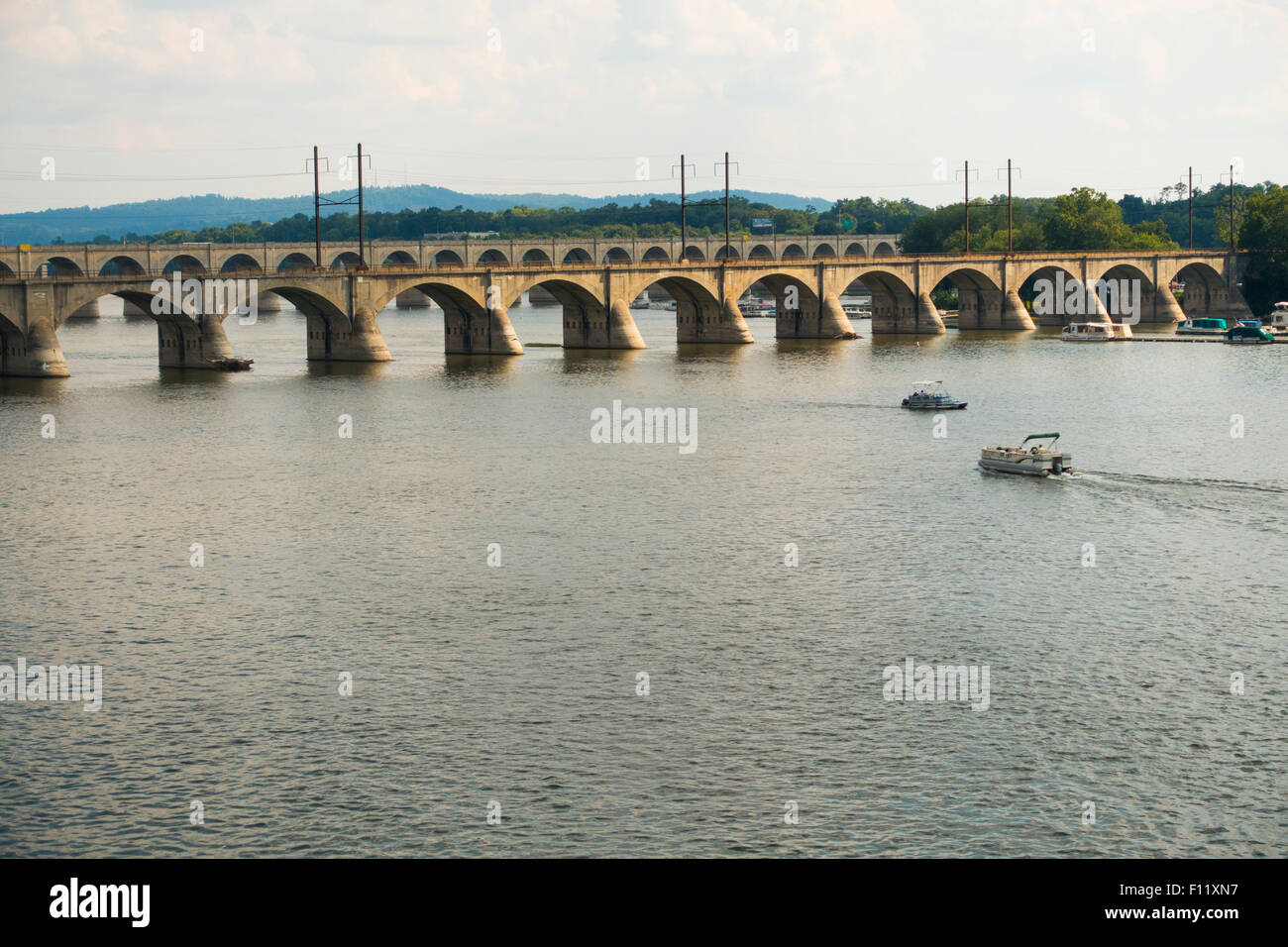 bridges Susquehanna river Pennsylvania PA Harrisburg Stock Photo