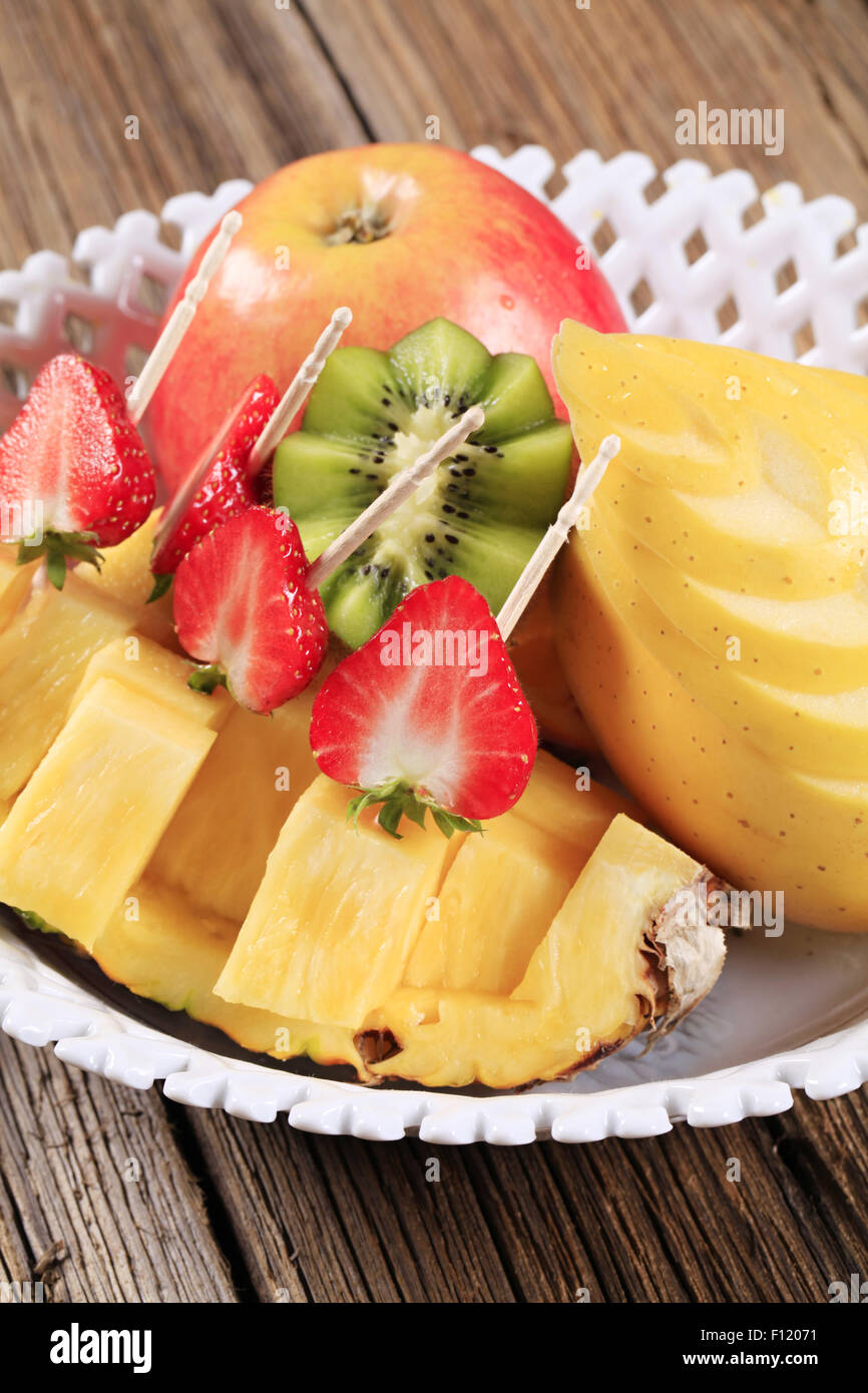 Variety of fresh fruit in a bowl Stock Photo Alamy