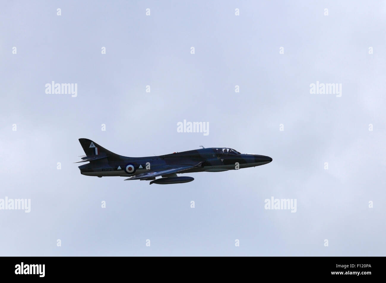 This is the two seat Hawker Hunter T.Mk.7 WV372 which crashed into cars on A27 in West Sussex during its display at Shoreham Stock Photo