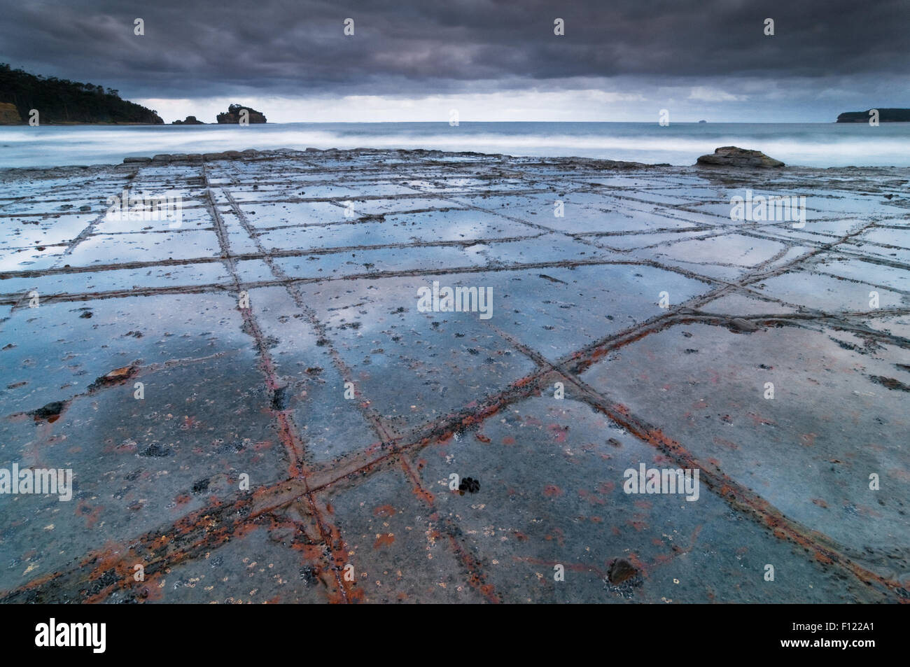 Fascinating Tessellated Pavement at dawn. Stock Photo
