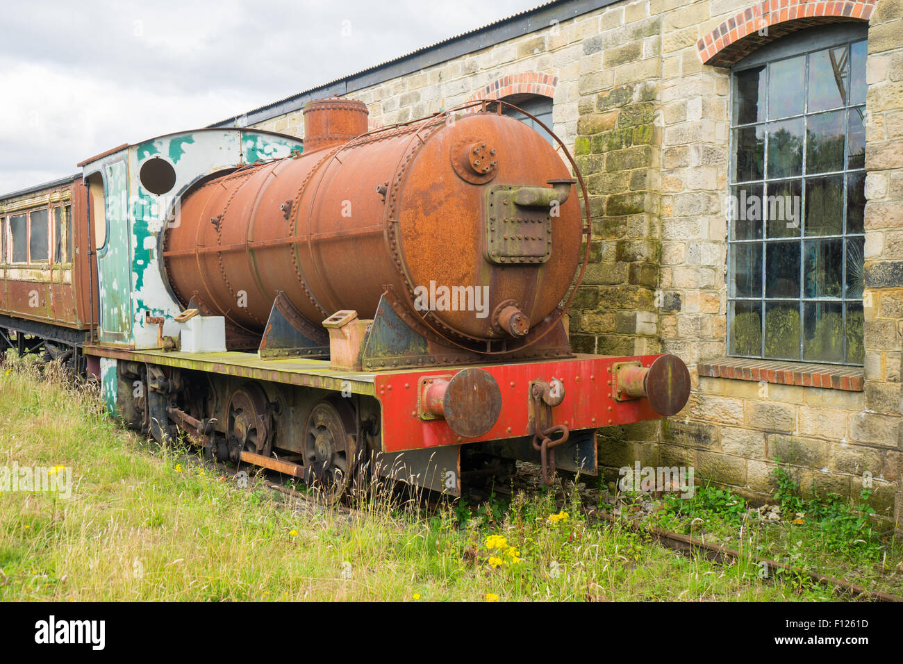 Rusty Steam train in the scrap yard at Tanfield Railway, the oldest