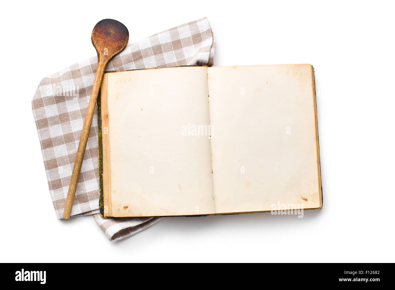 Vintage Blank Cookbook And Mediterranean Food Stock Photo, Picture