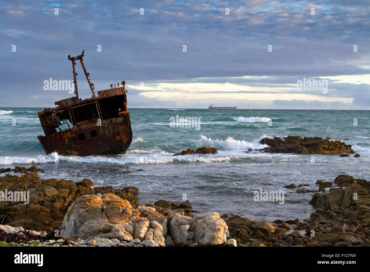 The Meisho Maru No 38 shipwreck at Cape Agulhus, Western Cape, South Africa Stock Photo
