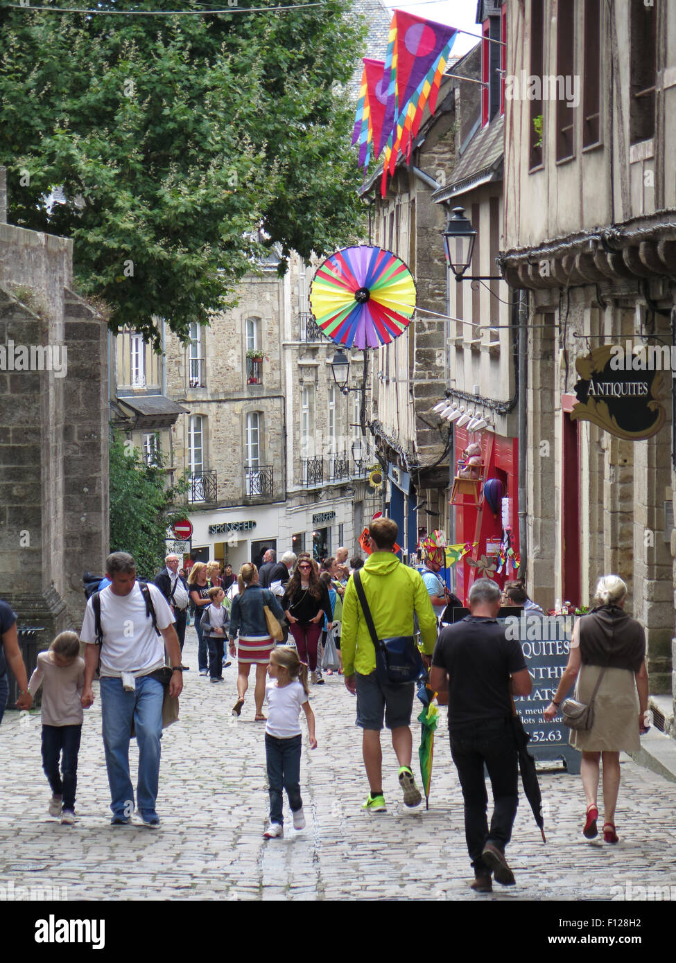 Vannes: medieval streets full of tourists Stock Photo
