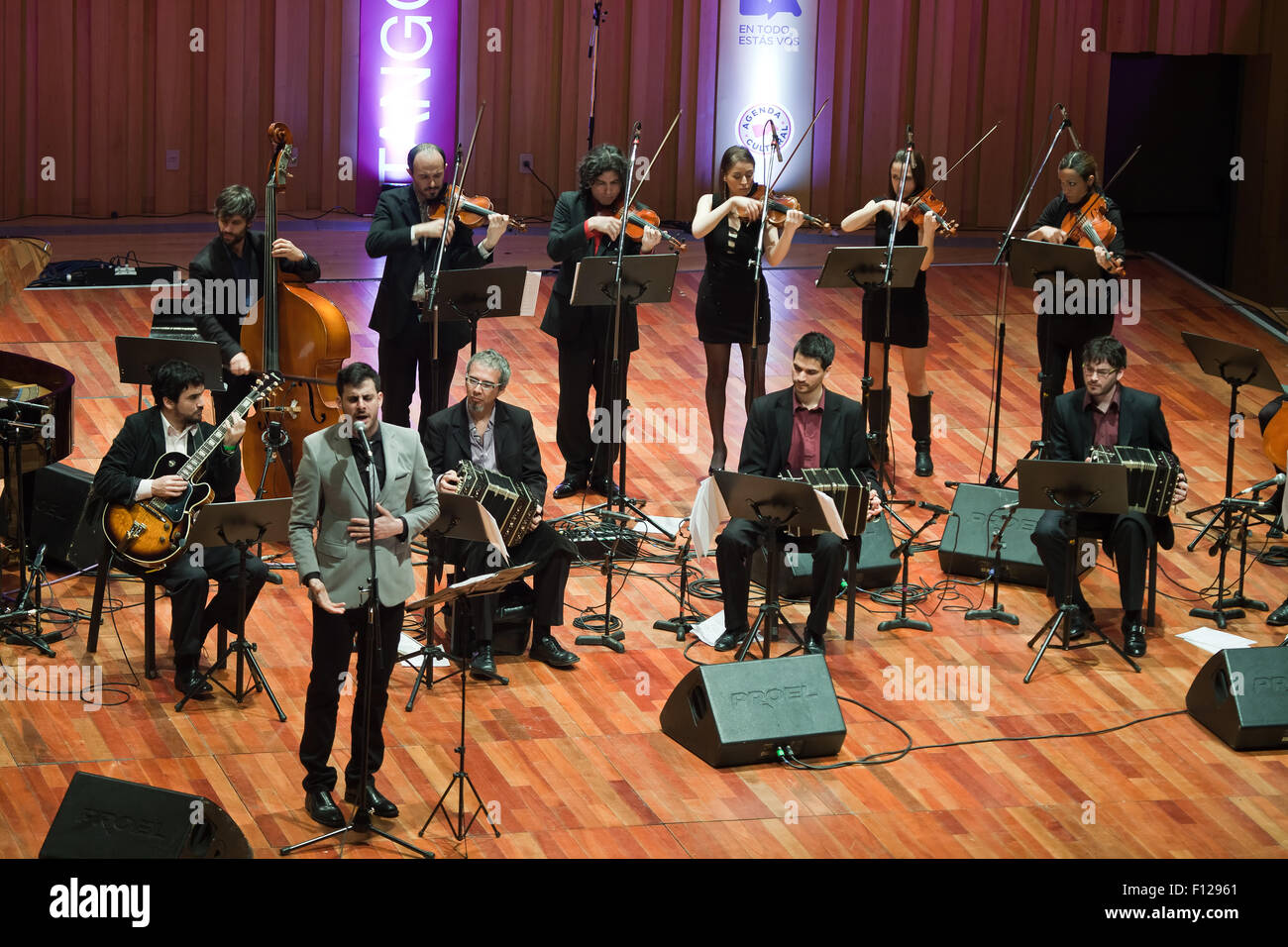 Buenos Aires international Tango Festival and world cup tournament Argentina. Orchestra performing live Stock Photo