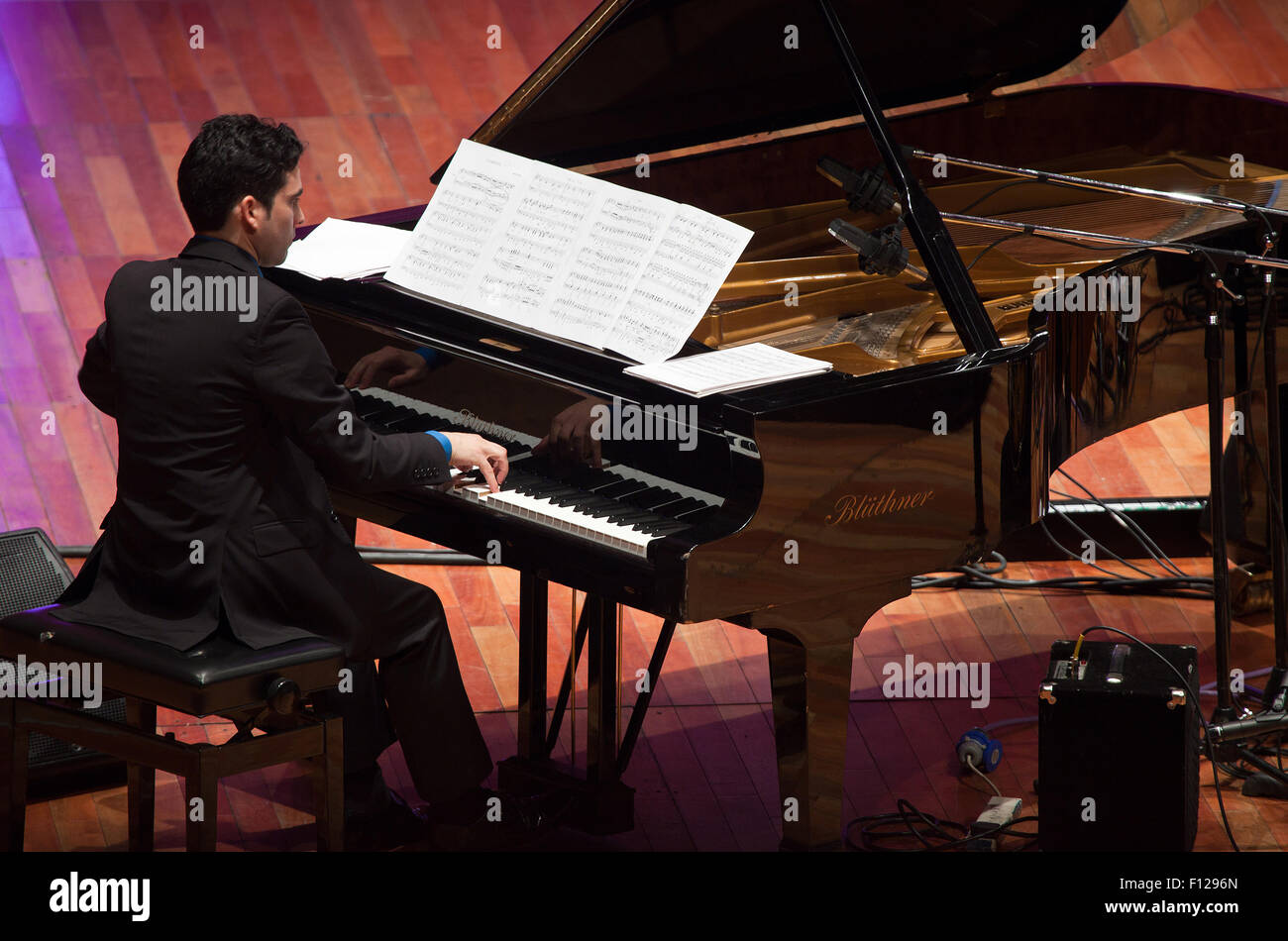 Buenos Aires international Tango Festival and world cup tournament Argentina. Pianist performing live Stock Photo