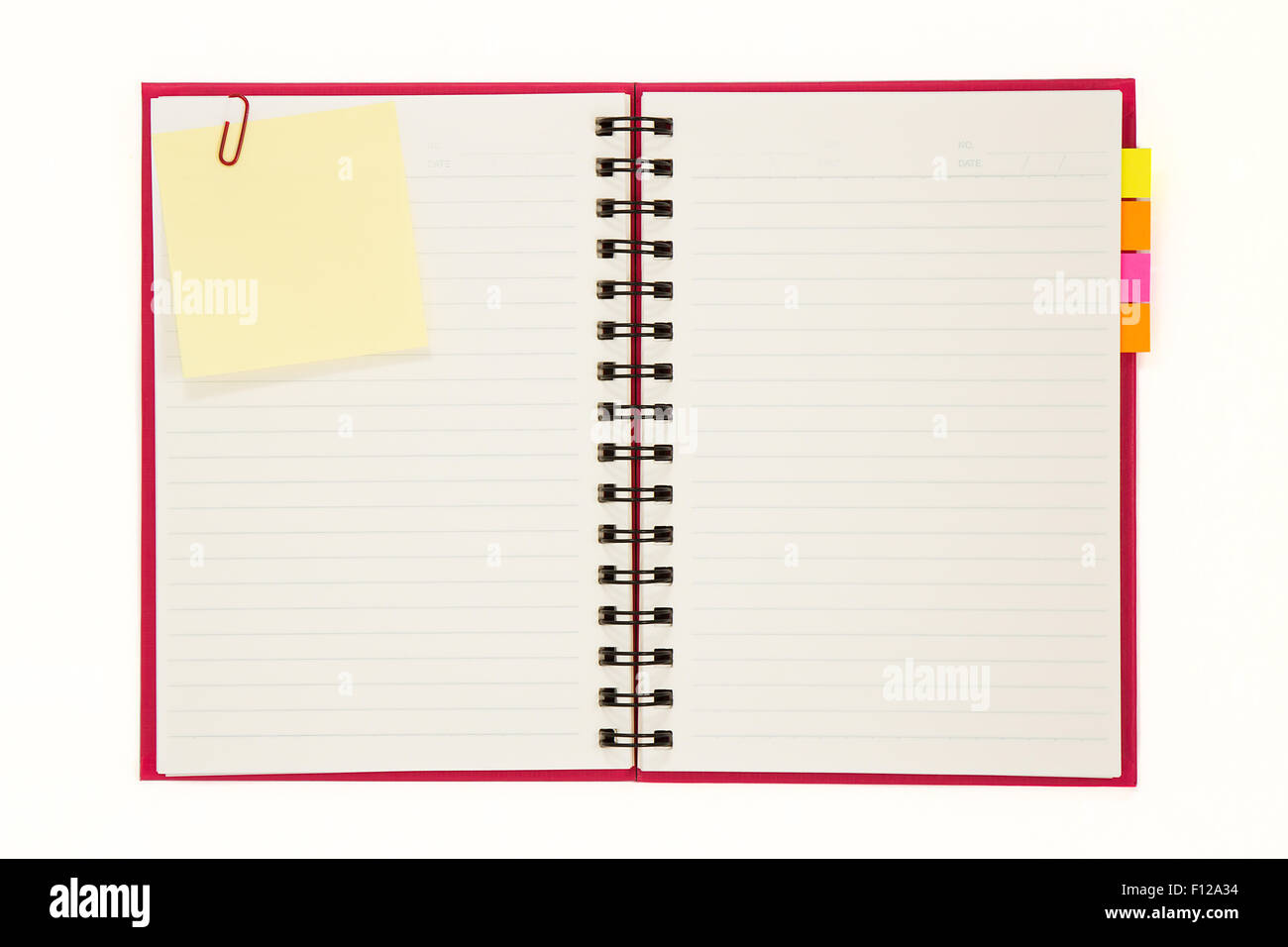 Red notebook with notepad isolated on white background Stock Photo Alamy
