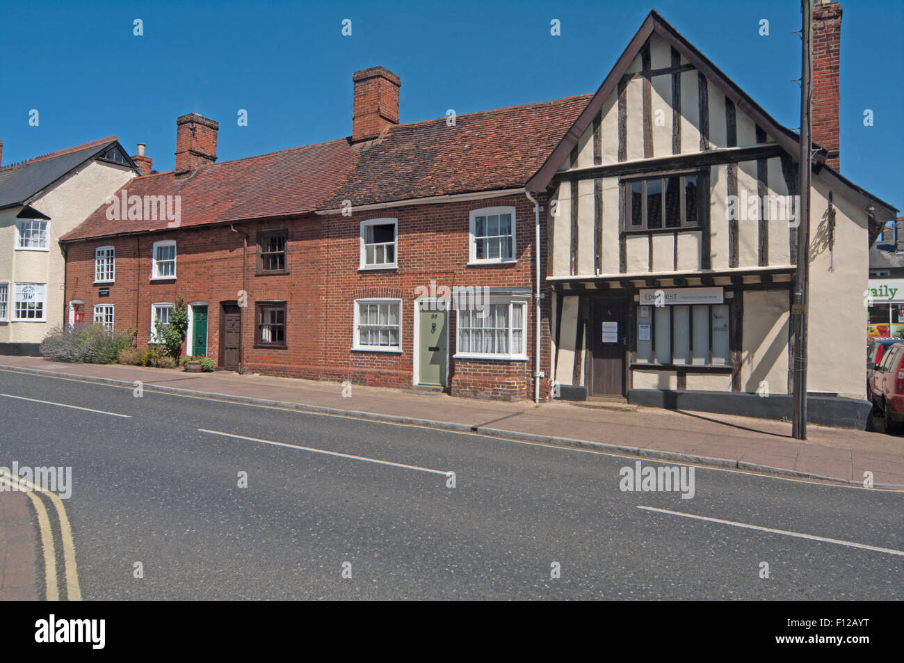 Needham Market, Houses and Timber Framed Building, Suffolk Stock Photo
