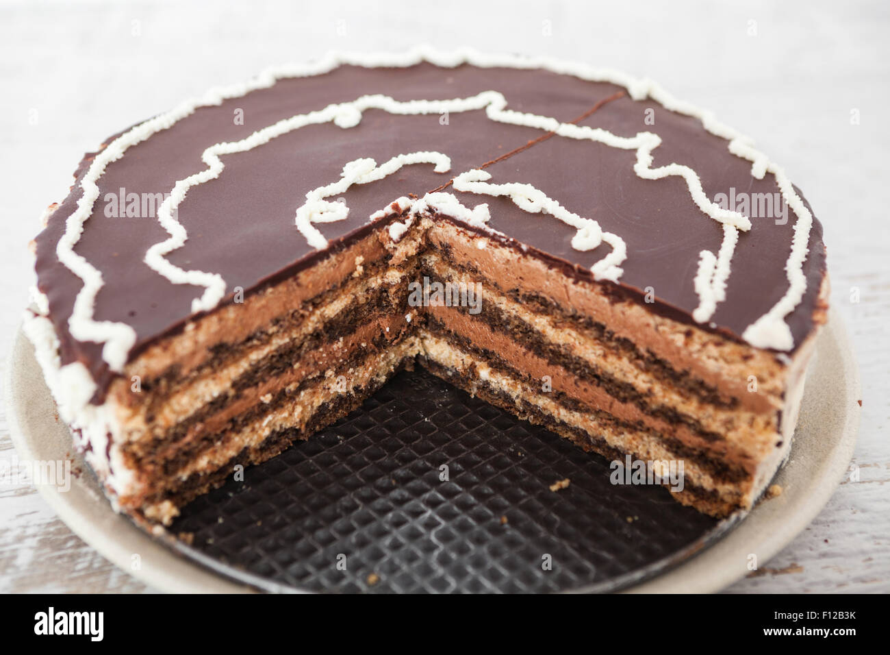 Chocolate Snickers Cake Stock Photo