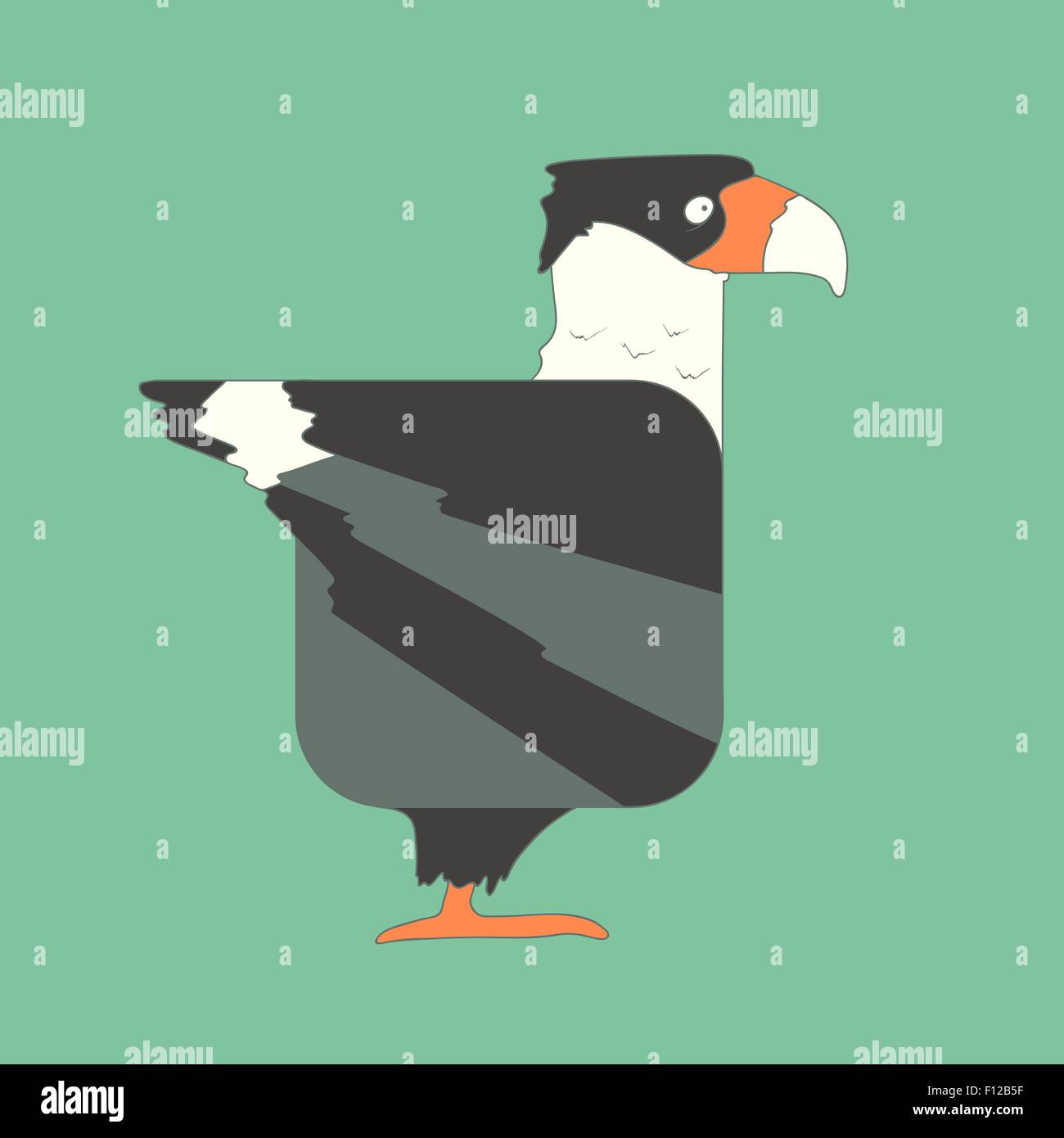 Hand drawn flat square icon bird isolated on green background Stock ...