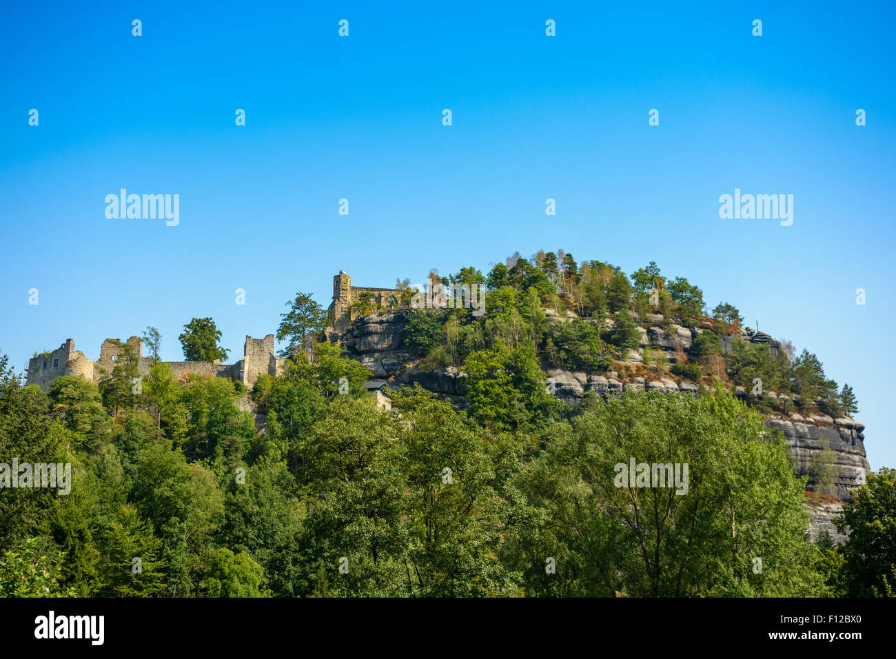 Medieval castle ruins in health resort Oybin  in the southeast of Saxony, Germany Stock Photo