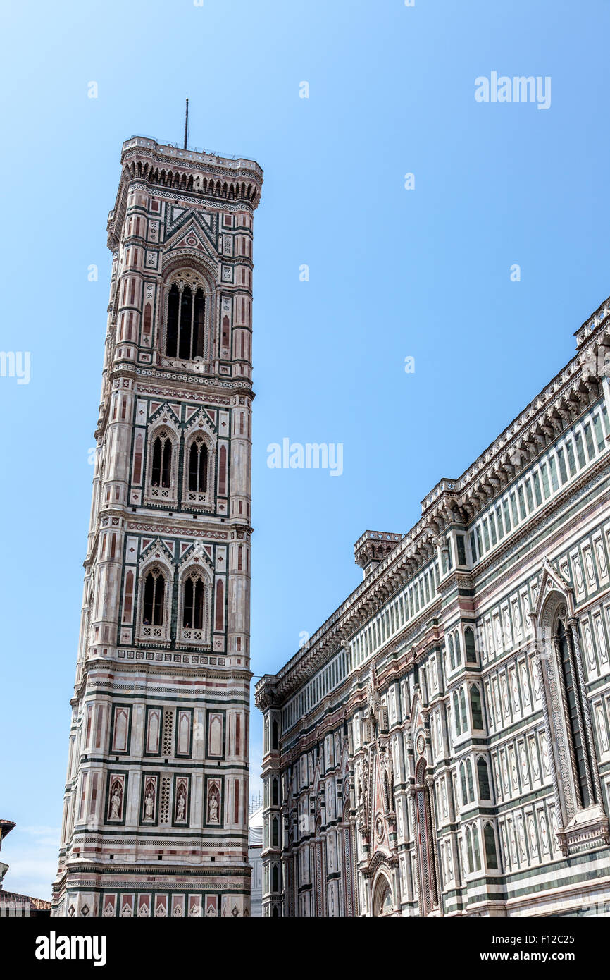 Giotto's Campanile bell tower seen from Piazza del Duomo Stock Photo