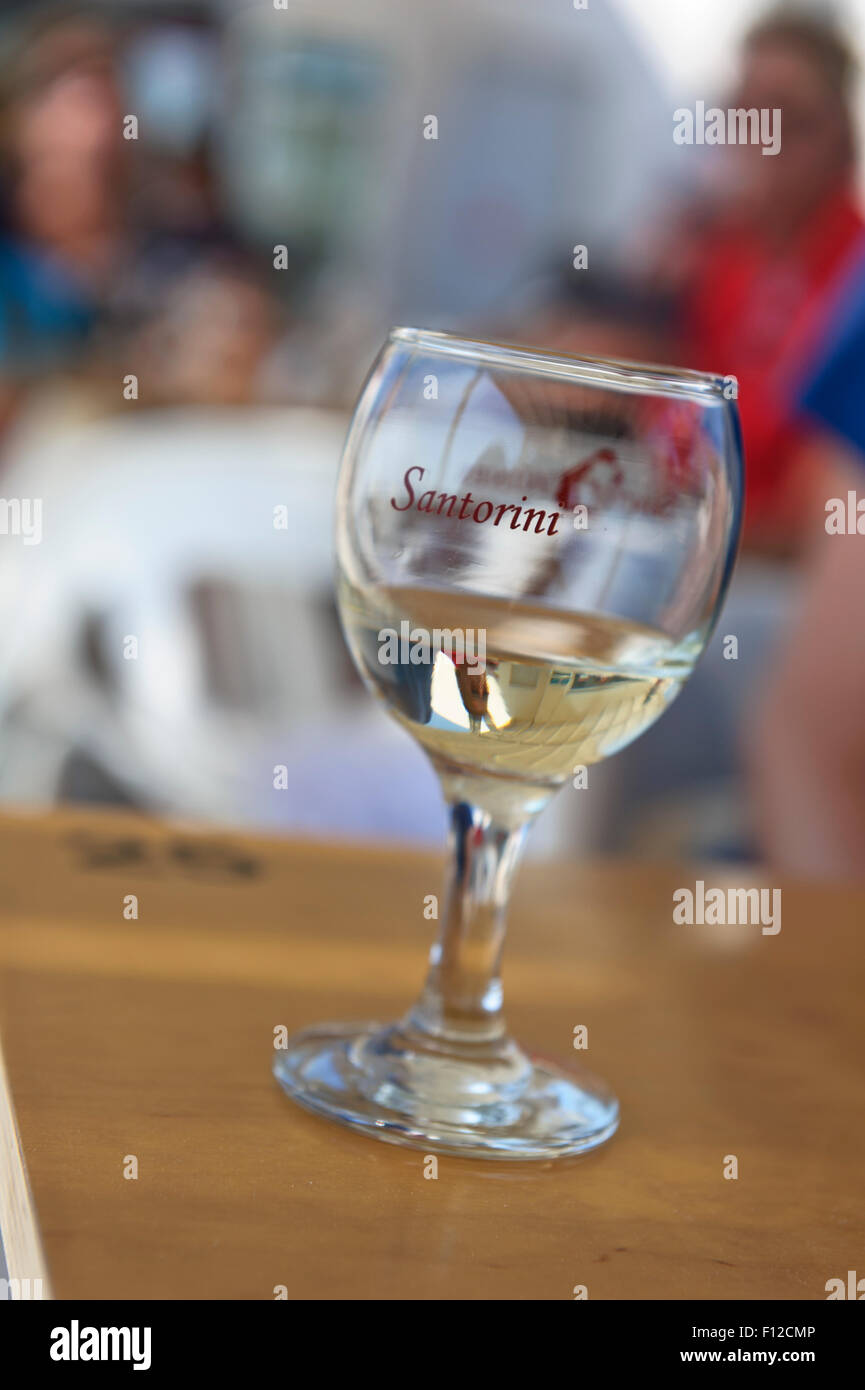 A glass of Santorini white wine, Greece Stock Photo Alamy