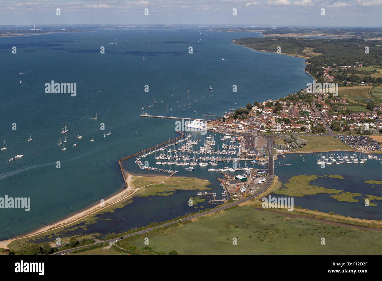 Aerial image of Yarmouth, Isle of Wight, showing the marina, pier and