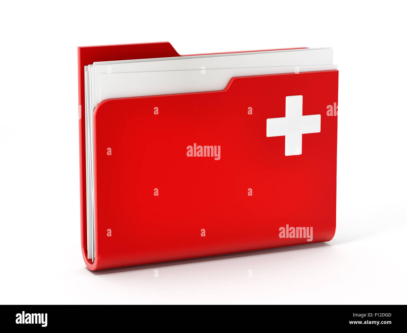 Computer mouse standing on medical folder. Stock Photo