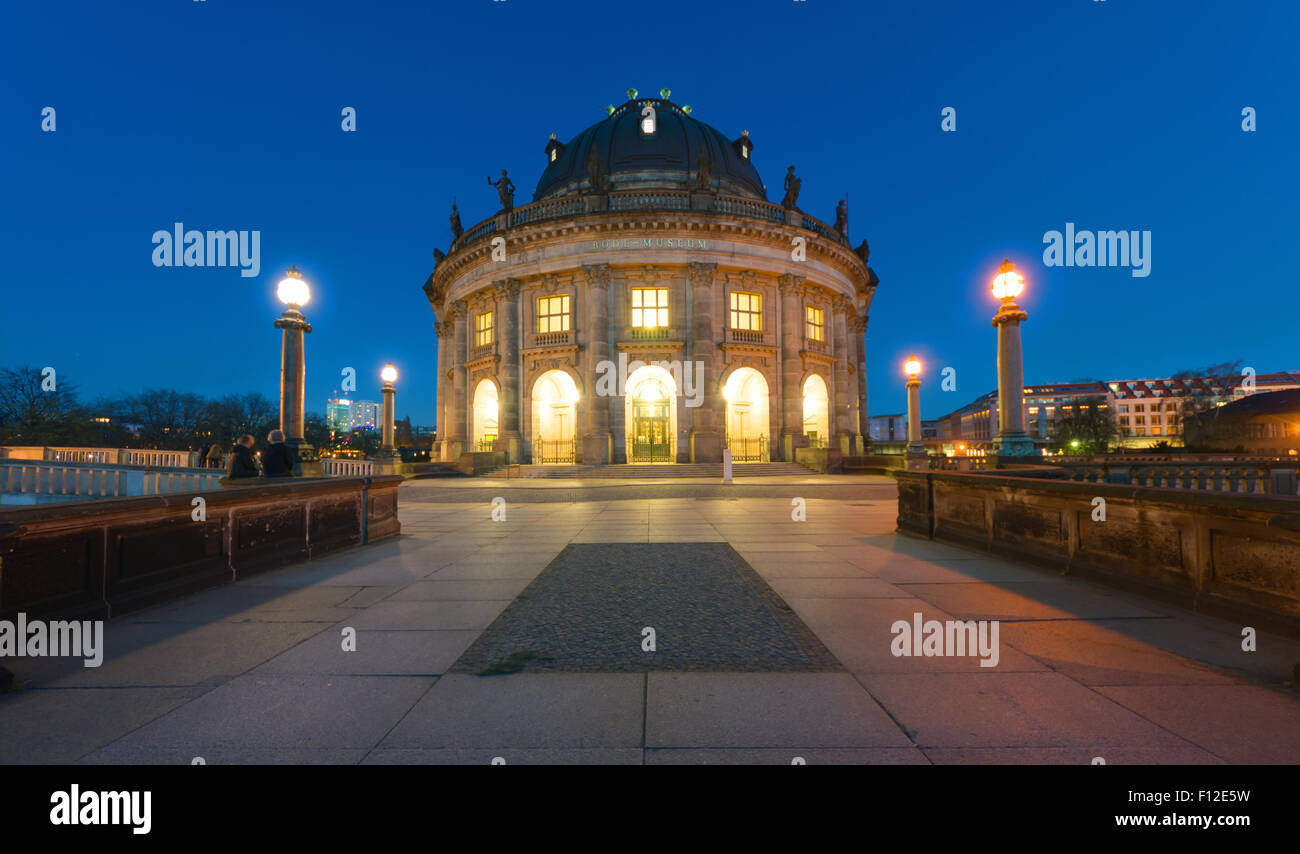The Bodemuseum in Berlin at dawn after a sunny day Stock Photo