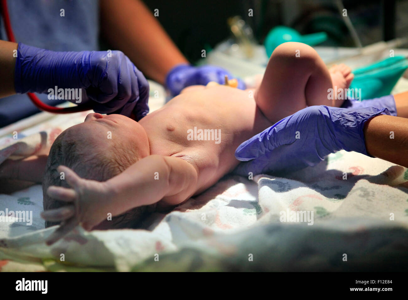 The first minutes of life of the newborn girl Stock Photo - Alamy