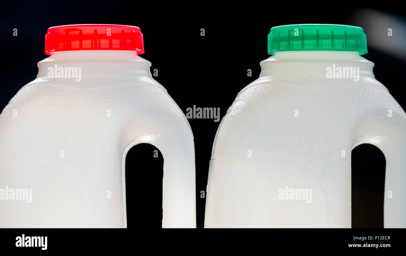 Empty Plastic Milk Bottles Stock Photo Alamy
