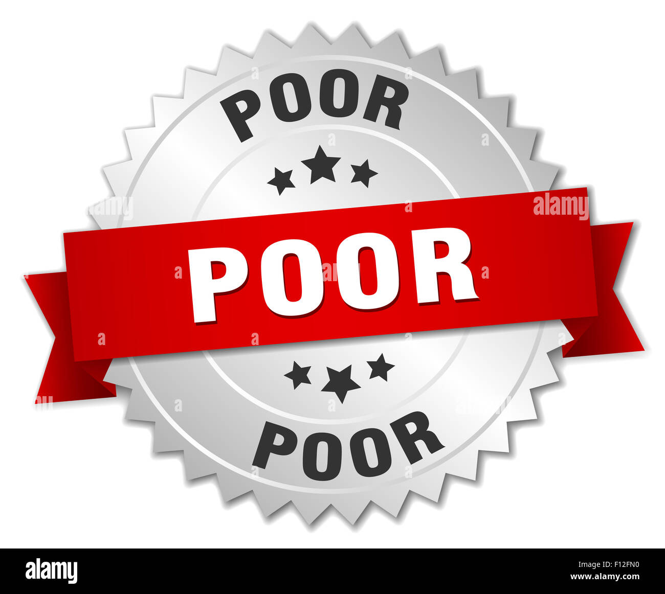 poor 3d silver badge with red ribbon Stock Photo - Alamy