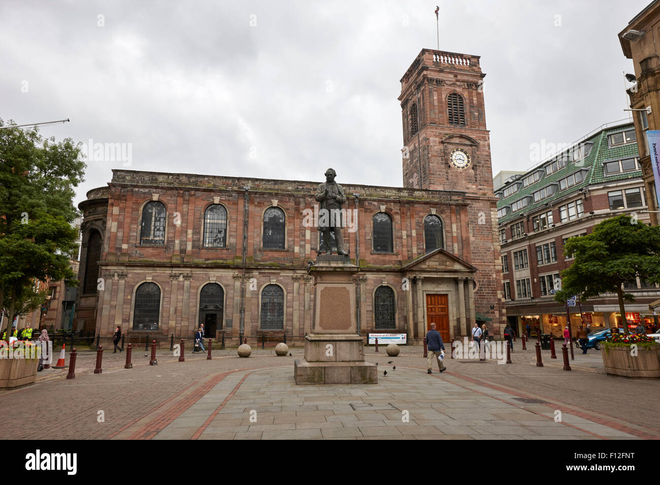 St Anns church and st anns square with statue to richard cobden Manchester England UK Stock Photo