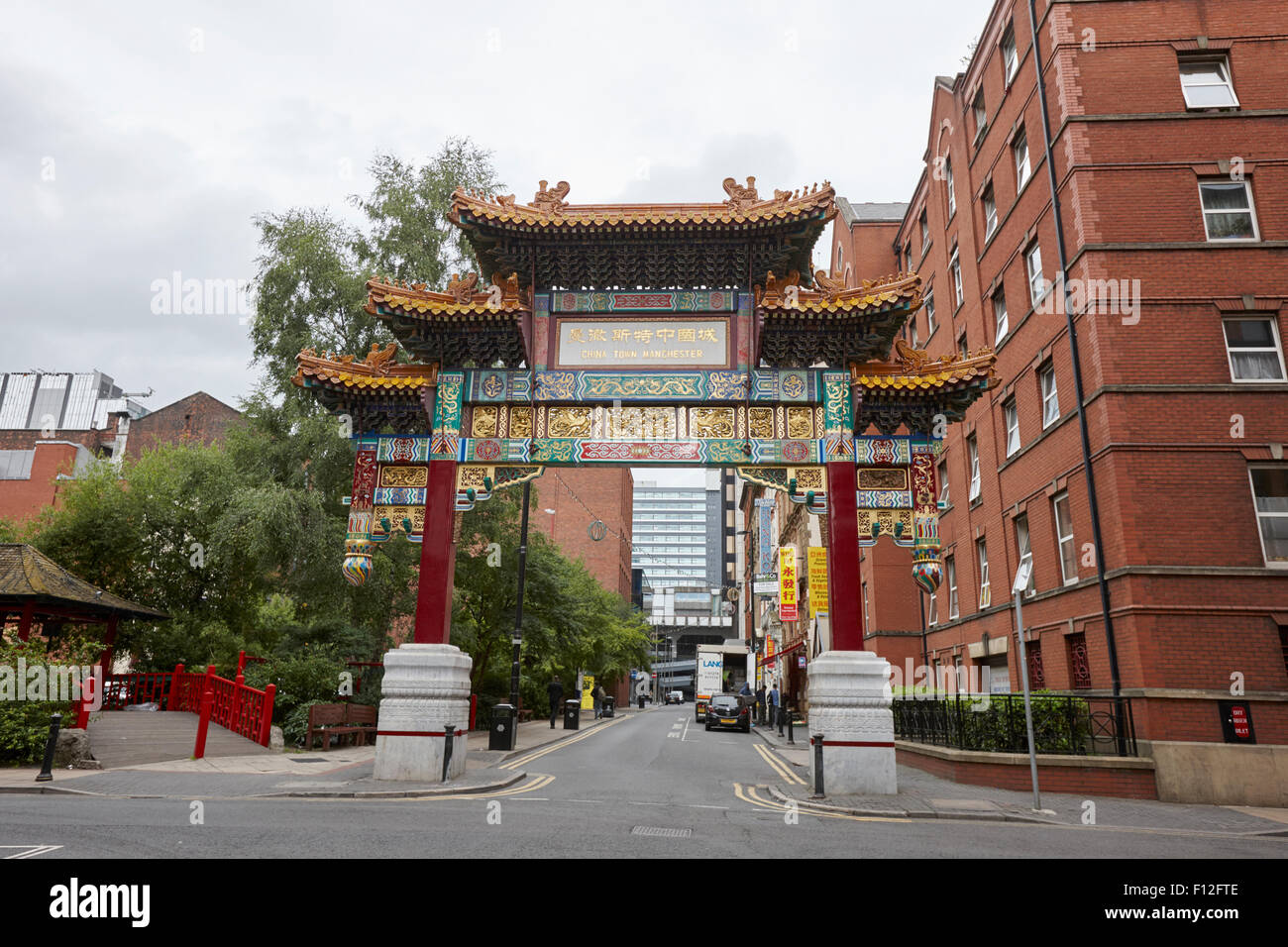 chinese arch chinatown Manchester uk Stock Photo